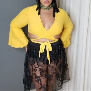 Yellow bell sleeve top